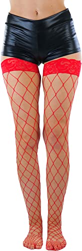 Image of ToBeInStyle Women's Vibrant Large Net Fishnet Thigh High Elastic Nylon Novelty Stockings