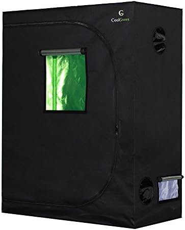 CoolGrows Grow Tent, 4x2 Feet Mylar Hydroponic Grow Tent with Observation Window and Floor Tray for Indoor Gardening Plant Growing (48"x24"x60")