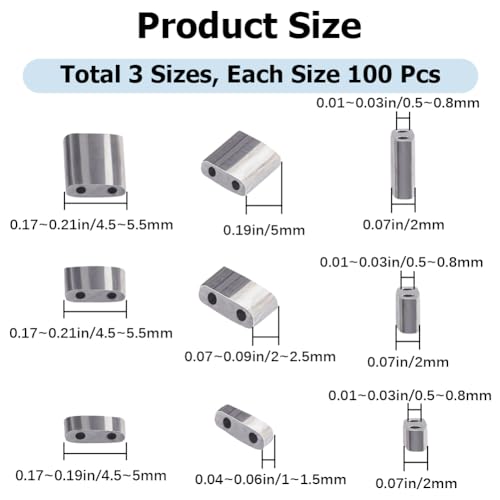 CREATCABIN 300Pcs 2 Hole Half Tila Beads 3 Size Mix Glass Seed Beads Rectangle 1/4 Tila Bead Mini Electroplate With Plastic Container Gunmetal Plated for Craft Bracelet Necklace Earring Jewelry Making - Image 2