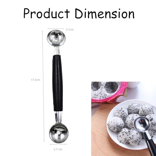 2 Pack Melon Baller Scoop,Stainless Steel Double Ended Headed Fruit Ice Cream Ball Spoon,DIY Fruit Platter Ball Tool Scooper for Watermelon/Ice Cream/Fruits/Meatball/Sorbet