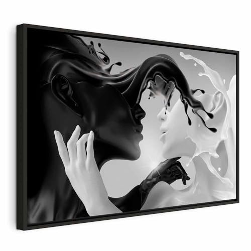murando - Quadro Astratto Amore Coffee&Milk 90x60 cm 1 Pezzo Stampa su Tela XXL Quadri Moderni Soggiorno e Camera da Letto Decorazioni da Parete - Glamour Elegante Bianco e Nero h-C-0213-b-a