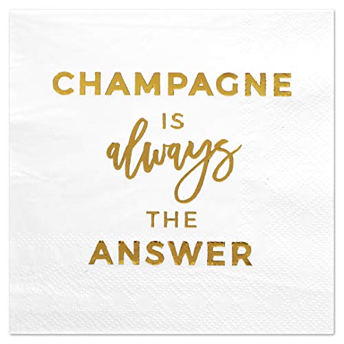 Andaz Press Champagne, Funny Quotes Cocktail Napkins, Gold Foil, Bulk 50-Pack Count 3-Ply