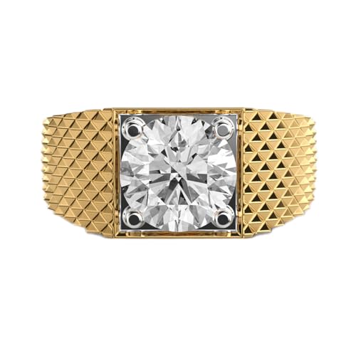 Bague moissanite homme argent 925 plaqué or solitaire de luxe rond fait main