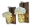 Rustic Hanging Mason Jar Sconces with LED Fairy Lights, Mason Jar Lights, Wrought Iron Hooks, Silk Hydrangea Flower, LED Strip Lights with Batteries Included, Rustic Home Decor (Set of 2)