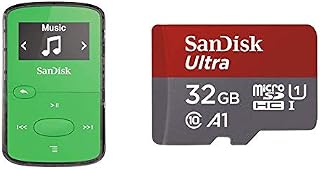 SanDisk 8GB Clip Jam MP3 Player, Green - microSD card slot and FM