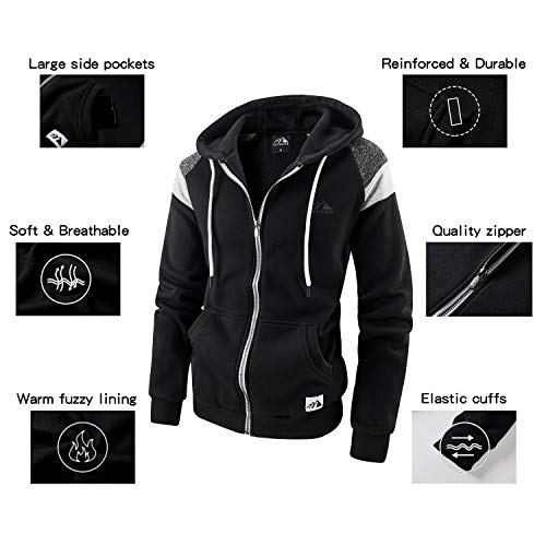 Laiwang Men's Full Zip Fleece Hoodie Zippered Color Block Hooded Slim Fit Long Sleeve Lightweight Sweatshirt With Kanga Pocket (New 08# Black, 3X_L) #TOP2