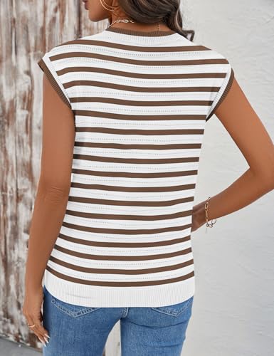 Image of AKEWEI Sweater Vest Women Sleeveless Knitted V Neck Cap Sleeve Pullover Tank Tops 2025 Summer Fall Fashion Causal Trendy