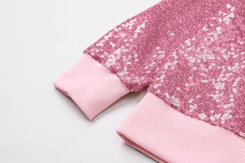 SANGTREE Girl's Sequin Baseball Jacket Casual Long Sleeve Front Zip Bomber Jackets,2T - 14 Years4