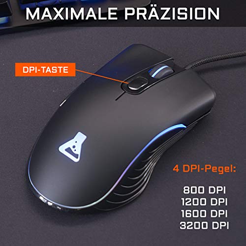 G-LAB Combo Krypton - Gamer-Tastatur und Maus mit LED-Hintergrundbeleuchtung - QWERTZ Gaming-Tastatur USB Anti-Ghosting + 3200 DPI Gaming-Maus mit 6 Tasten - Gamer-Pack PC PS4 PS5 Xbox One (Schwarz) - Image 6