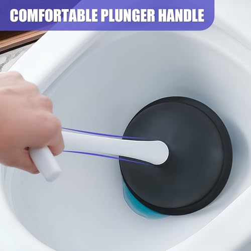 Image of Toilet Brush and Plunger Set, Toilet Plunger and Holder Set, 2 in 1 Plunger and Brush Set for Bathroom Cleaning,Plungers for Bathroom Heavy Duty 2 Pack in White&Black