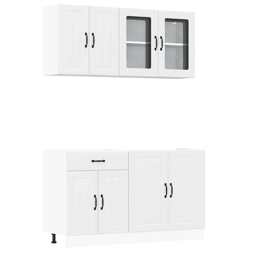Kalmar Lot de 4 armoires de cuisine en bois blanc pour salle à manger, cuisine, salon, salle de bain