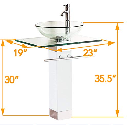 Qierao Glass Vessel Bathroom Vanity Sink (White + Glass Sink) #TOP1