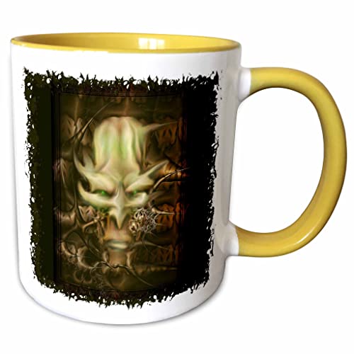 3dRose DUNGEON MASTER DarkFantasy Demon DarkArt 15oz Two-Tone Yellow Mug
