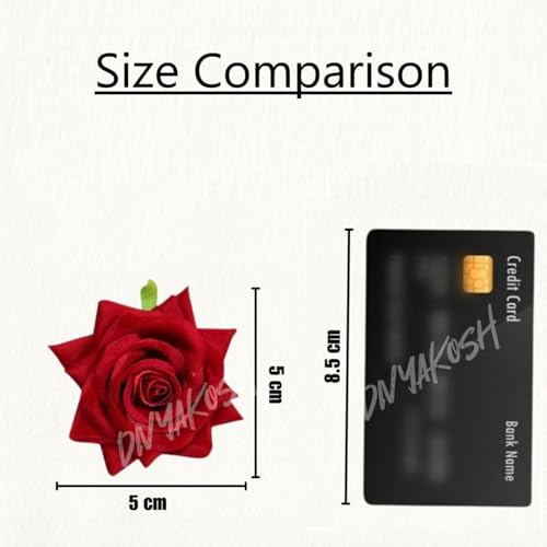 Image of Divyakosh Artificial Red Rose Flowers, Premium Floral Arrangement, 12 Pieces, Decorative Flowers for Home, Wedding, Party Decor, Hair Accessories, Wedding, Size 5x5 cm
