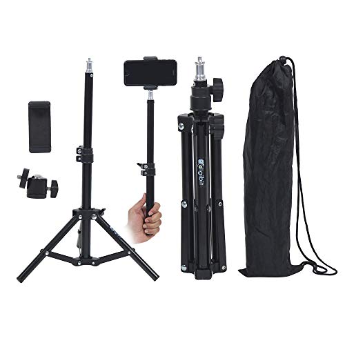 DIGIBIT Heavy Duty Aluminum Alloy Photography Tripod Stand with Mobile Holder and Connector for Photo and Video Studio LED Ring Light Reflector Soft box Umbrella Background ( 50 cm , Black)