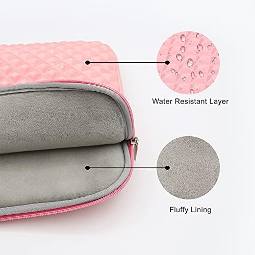 RAINYEAR 11 Inch Laptop Sleeve Diamond Foam Shock Resistant Neoprene Padded Case Fluffy Lining Cover Bag Compatible with 11.6 MacBook Air Surface for 11" Chromebook Notebook Computer Tablet(Pink)