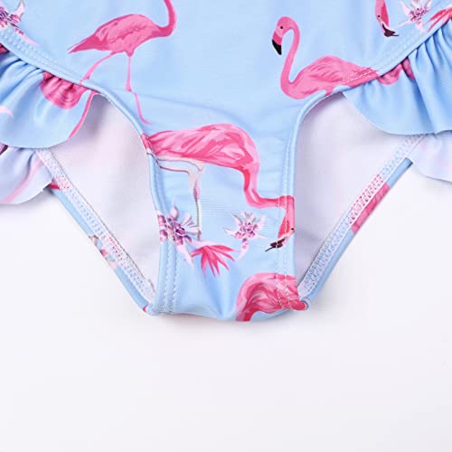 Image of QPANCY Girls One Shoulder Swimsuits Kids Two Piece Bathing Suits Ruffle Beach Swimwear