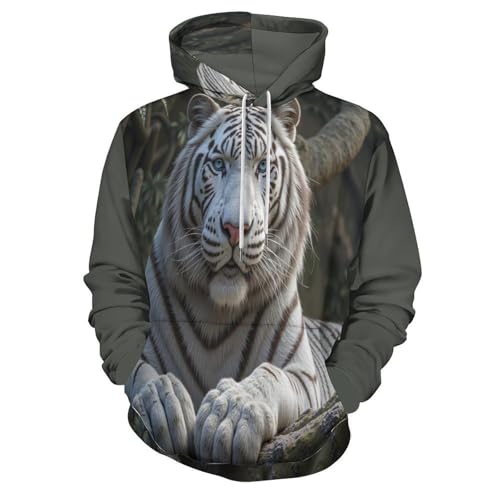 Sweat à capuche tigre blanc en 3D exprimez votre force intérieure style sauvage