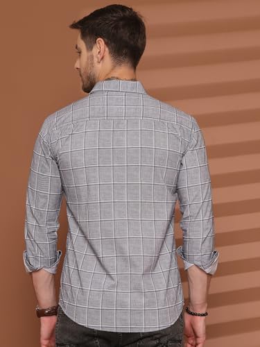Image of Majestic Man Men Comfort Slim Fit Pure Cotton Tartan Checked Casual Shirt