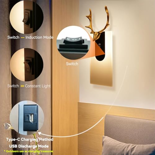 Luz de pared con interruptor para dormitorio y pasillos sin instalación 3