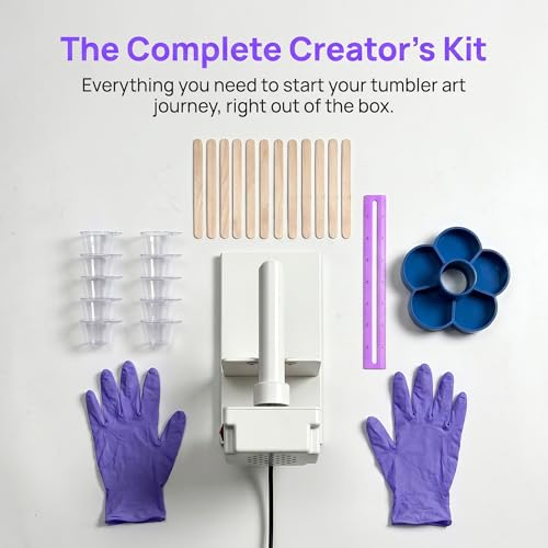 White Cup Turner Kit, Fixed Speed Tumbler Spinner with Measuring Cup, Measuring Stick, Ruler, Support Bracket and Gloves, Complete DIY Epoxy Resin Craft Tools Set for Tumbler Making by GuMuXGG - Image 2