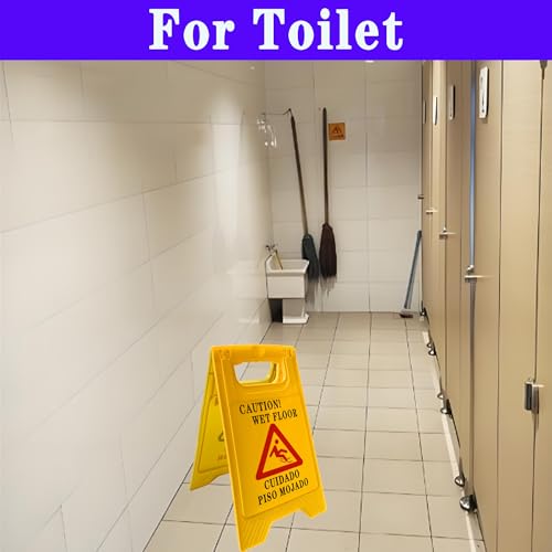 1Pack Caution Wet Floor Sign,16.4\" Height,Bright Yellow Double-Sided Folding A-Shaped Frame Design, Bilingual Caution Message,Suitable for airports, hotels, schools, apartments, etc