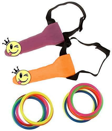 1 Pack Party Favor Toss Ring Hoopla Hen Night Out Game Novelty Toy Supplies Game and 1 Pack Multicolor Confetti Set Y26