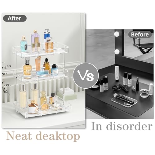 Image of Bathroom Organizer Countertop Perfume Organizer Makeup Organizer Cosmetics Storage Display Rack Vanity Tray Dresser Stainless Steel Gold Shelf White Marble Ceramic Tray