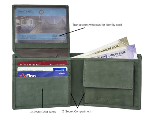 Leather Wallet for Men, Vintage Green, rfid wallet4