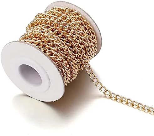 65.6 Feet Aluminum Curb Chains Twisted Links Cross Cable Chains Golden & Silver & Rose Gold & Gunmetal with Spool for Pendant Necklace Jewelry Making