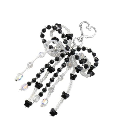 Sweet Bowknot Beaded Keychain Charm Fashionable Key Accessory for Bag Key