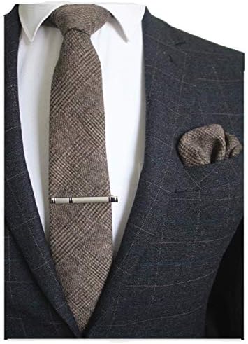 JEMYGINS Solid Color Cashmere Necktie and Pocket Square Tie Clip Sets for Men