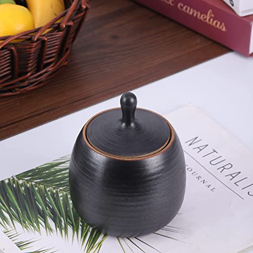 Amoysanli Vintage Black Ceramic Tea Canister