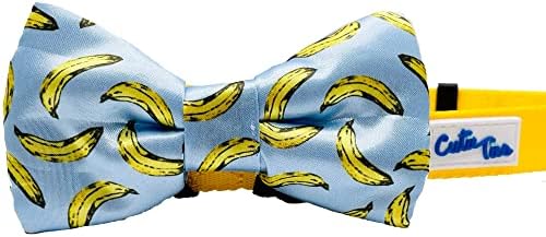 CUTIE TIES Dog Bow Tie Bananas - 2" x 4" Premium Quality Bow Ties for Dogs - Fancy Dog Tie with Slip Over Elastic Bands - Cute Dog Tie Fits Most Collars - Dog Tie for Small, Medium and Large Breeds