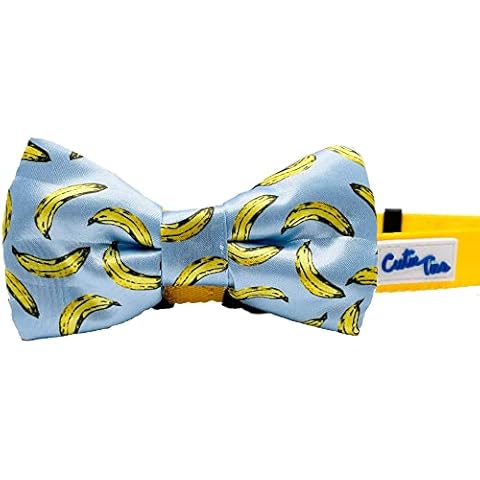 CUTIE TIES Dog Bow Tie Bananas - 2" x 4" Premium Quality Bow Ties for Dogs - Fancy Dog Tie with Slip Over Elastic Bands - Cute Dog Tie Fits Most Collars - Dog Tie for Small, Medium and Large Breeds Cover