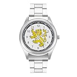 Lion Rampant - Orologio al quarzo personalizzato in acciaio inossidabile con numeri arabi per uomo e donna