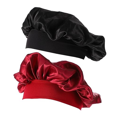 WEKADRIN Gorro Elástico De Banda Ancha Para Cuidado Del Cabello Unidades Burdeos Para Dormir y Tratamientos Capilares
