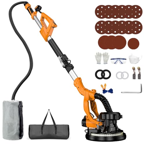 Drywall Sander, 9-Speed Electric Drywall Sander with Vacuum Dust Collector, 950W Power Ceiling Sander Tool with LED Light, Collapsible & Extendable Handle for Sanding Wall & Popcorn Ceiling Removal