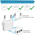 6 Pack of US/CA to EU European Plug Travel Power Plug Adapter Universal Power Jack Wall Plug Converter Input USA/Canada to Europe/Asia Socket (Orange)