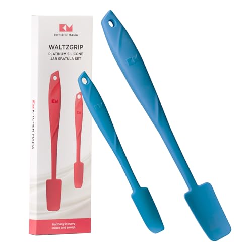 Kitchen Mama WaltzGrip Platinum Silicone Jar & Can Spatula Set, Blue