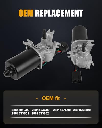 Image of ROADFAR Front Windshield Wiper Motor Replacement for 1990-1992 for Infiniti for M30,1986-1994 for Nissan for D21 2881501G00 2881503G00,2881557G00 28815S3800,28815S3801 28815S3802 Wiper Motor 5 Pins