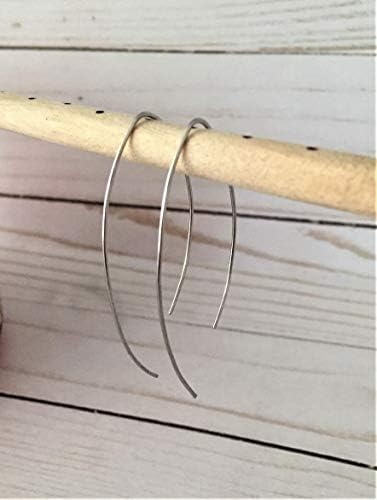 Silver Stainless Steel Wire Open Hoop Earrings