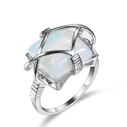Bague en maille d'opale Vantor plaquée platine au design solitaire chic