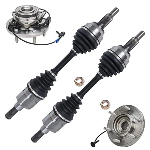 Detroit Axle - 4WD Front CV Axles Wheel Bearing Hubs for 2006-2010 Hummer H3, 2009-2010 H3T, 2 CV Axle Drive Shafts 2 Wheel Bearing Hubs Assembly Replacement