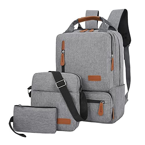 Laptoprucksack, 3er Set Damen Herren Nylon Schultertasche für Reise Schule...