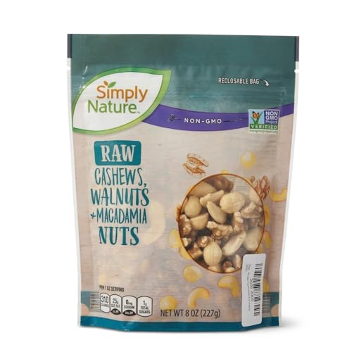 Simply Nature Raw Cashews Walnuts and Macadamia Nut Mix Non-GMO