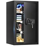 5.2 Cuft Large Safes Fire Waterproof, Security Fire Safe Box for Home with Programmable Keypad, Spare Keys and 3 Removable Shelves, Anti-Theft Digital Document Box Fireproof Waterproof for Valuables