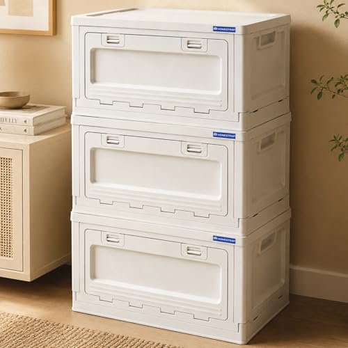Image of HomeStrap Multi Stack Storage Box Set of 3 | Foldable & Stackable Organizer with Front and Top Open Door | Multipurpose Dual Access Storage Box for Home, Kitchen, Camping & Travel