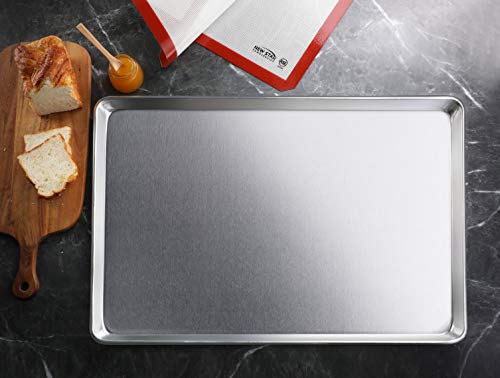 New Star Foodservice 36930 Commercial-Grade 18-Gauge Aluminum Sheet Pan/Bun Pan, 18" L x 26" W x 1" H (Full Size) Pack of 12 | Measure Oven (Recommended) - Thumbnail 3