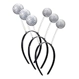 MYUBWTF 3 Pieces Alien Antenna Headband, Martian Alien Headband, Boppers Ball Head Boppers for Halloween Christmas Party Decoration (Silver)